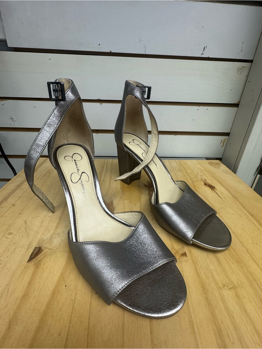 Jessica Simpson Silver Block Heel Sandals